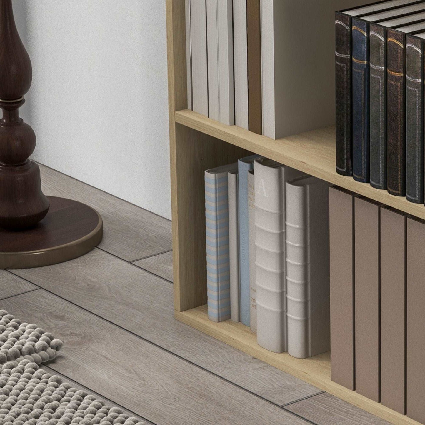 2 Tier Bookshelf, Low Bookcase with Adjustable Shelf, 2 Compartments for Home Office, Living Room, Study, Natural