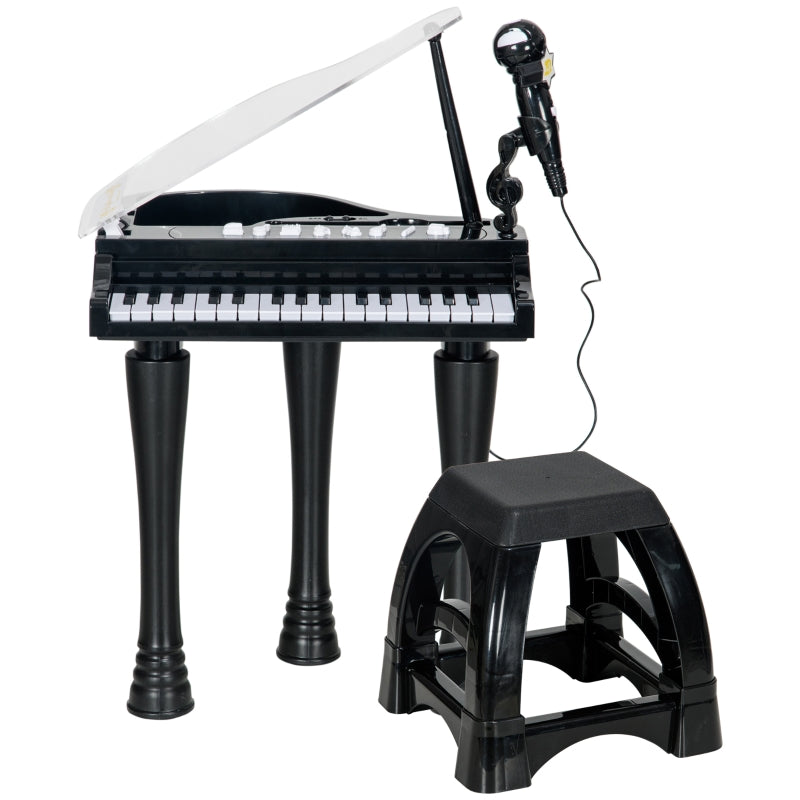 AIYAPLAY 32-Key Kids Piano Keyboard, with Stool, Lights, Microphone, Sounds, Removable Legs