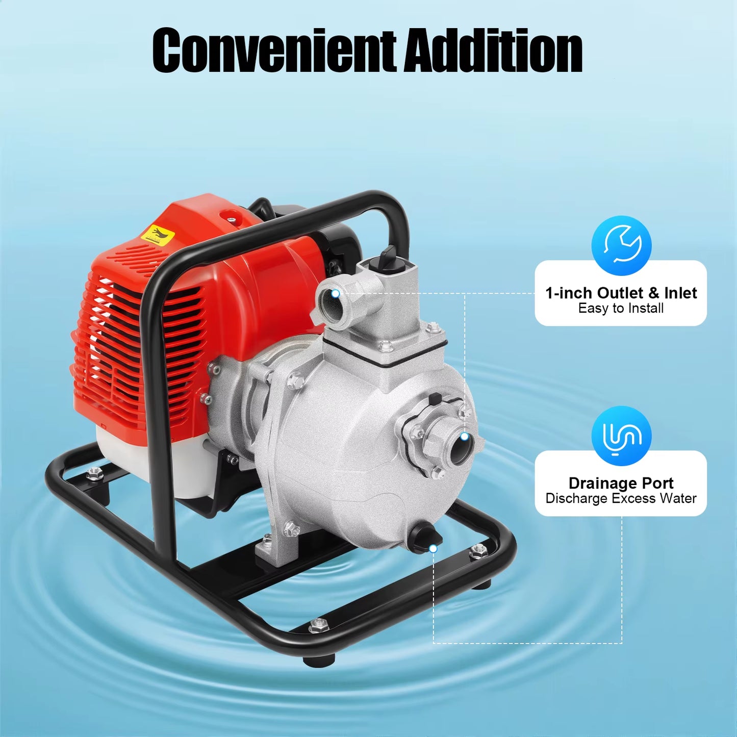 2-Stroke Petrol Engine Water Transfer Pump With Filter, for Irrigation, Drainage, Water Intake Work