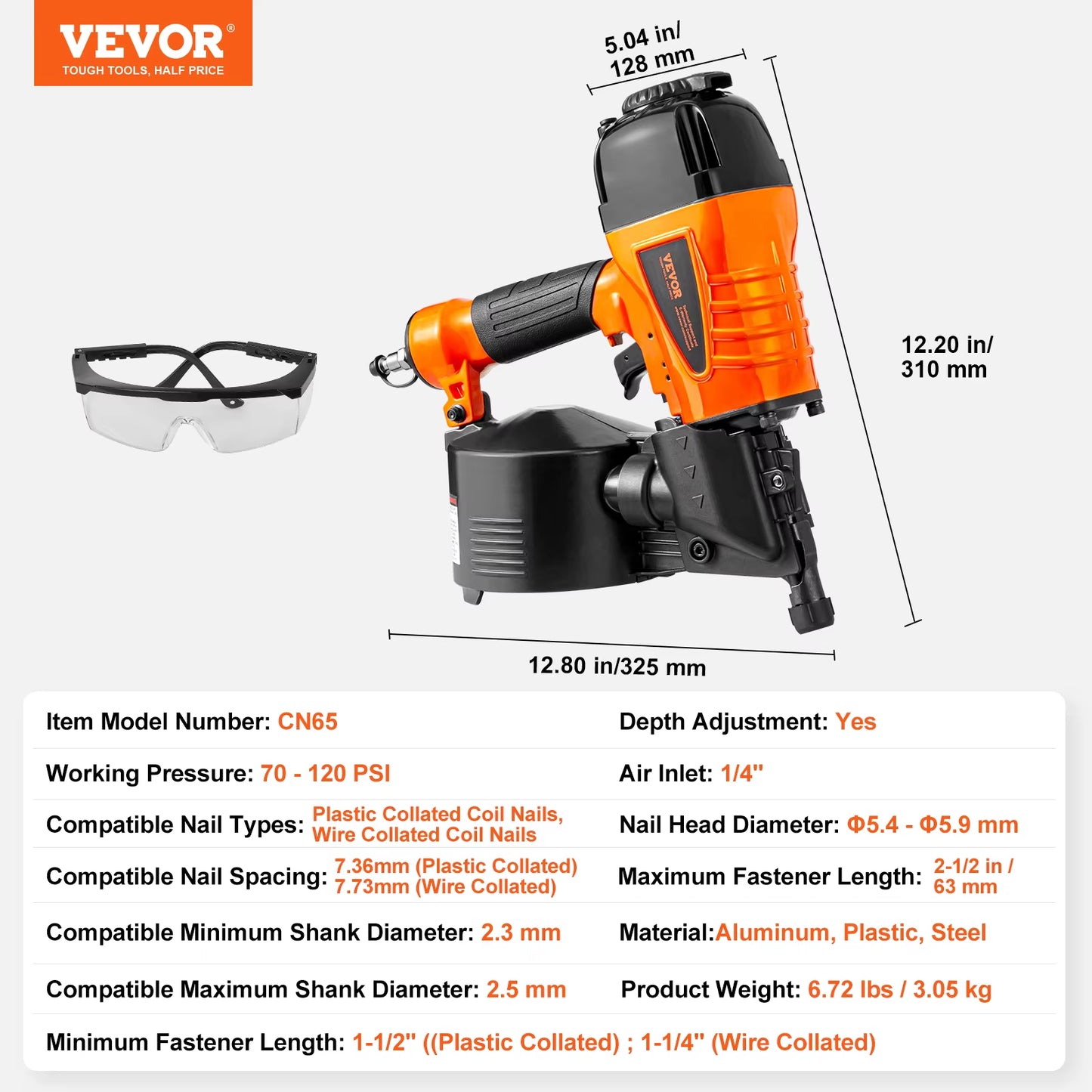 Coil Siding Nailer CN65 CN55 CN70 CN83 CN90 Pneumatic Siding Nail Gun Pallet Making Coil Nailer 70-120PSI Air Nailer