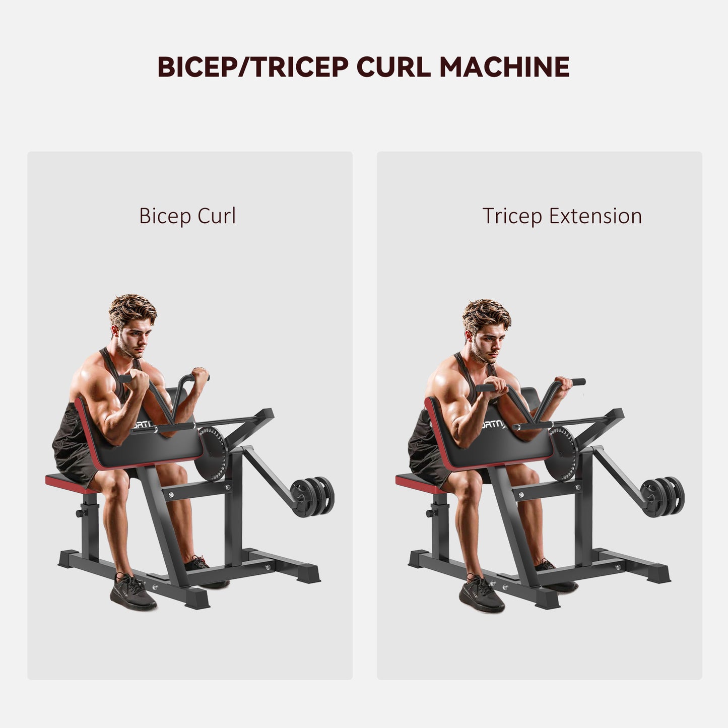 SPORTNOW Adjustable Preacher Curl Bench, Multi-Functional Weight Bench with Handlebar and Elbow Cushion for Home and Outdoor Gym