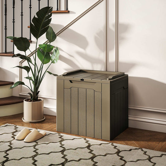 107 Litre Plastic Storage Chest with Lid - Dark Brown