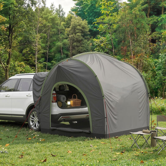 SUV Tailgate Car Tent | 2.35m Stand-Up Height | 3000mm Waterproof | Panoramic Mesh Doors | 5-15 Min Setup | Grey
