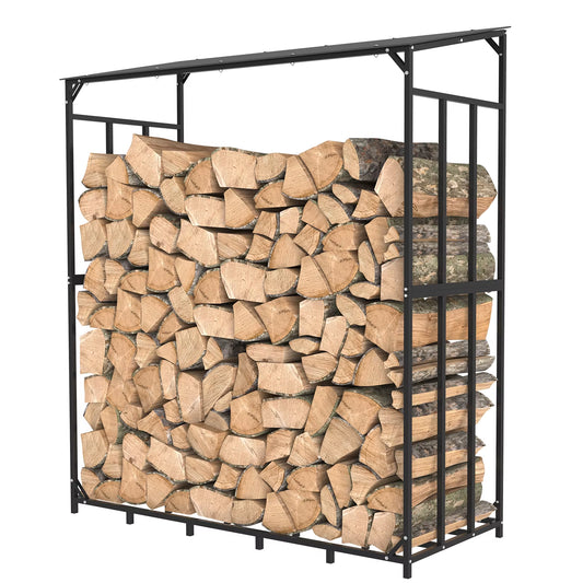 Firewood Storage Log Rack Holder Storage Organiser Metal Fire Wood Stand With Top Cover