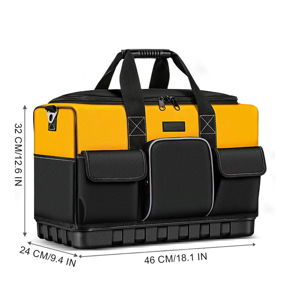 Heavy-Duty Tool Kit 16-Pocket Durable Thickened Oxford Cloth Portable Toolbox Organiser Storage Yellow / Black Bag