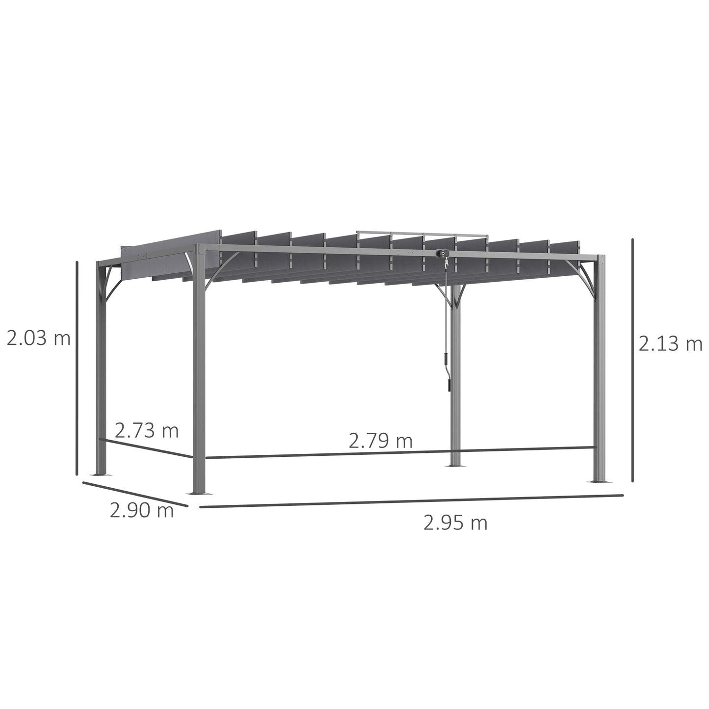 Outsunny 4 x 3(m) Outdoor Pergola with Retractable Roof, Aluminium Louvered Patio Gazebo Canopy, Grey