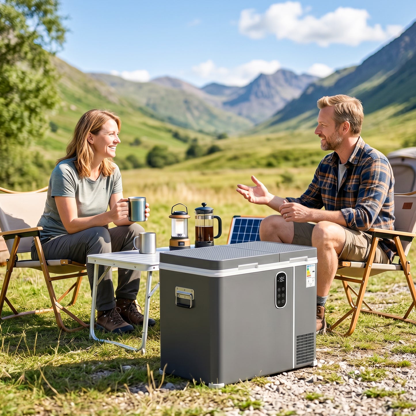 55L Dual-Zone Compressor Car Fridge Freezer | -20°C to +20°C | Bluetooth App | DC/AC | 15-Min Cool | Grey