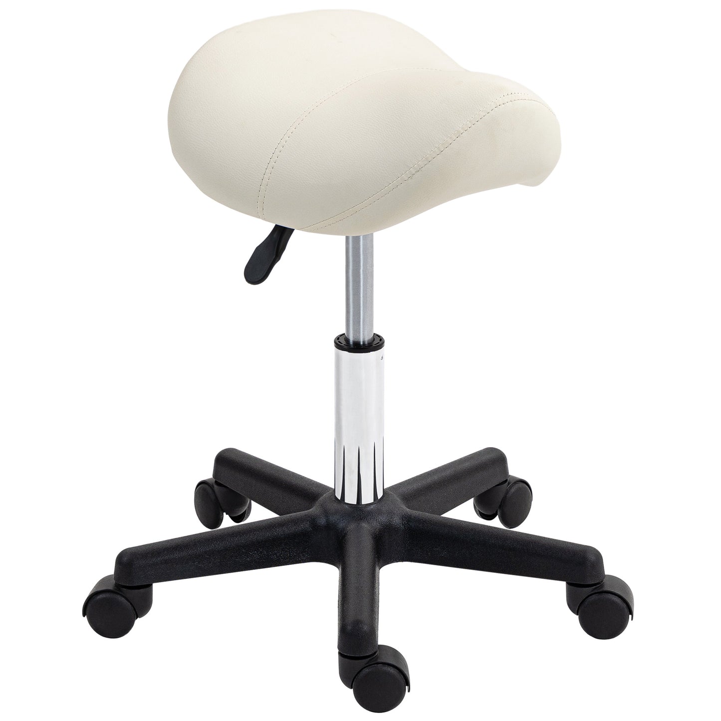 Saddle Stool, PU Leather Adjustable Rolling Salon Chair with Steel Frame for Massage, Spa, Beauty And Tattoo