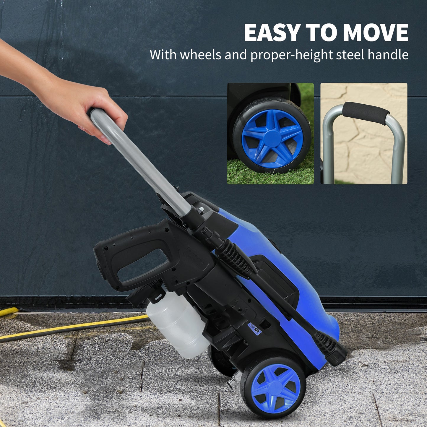 Outsunny 1800W High Pressure Washer, 150 Bar Pressure, 420 L/h Flow, Portable Electric Power Washer Jet Wash Cleaner with Adjustable Nozzle, 6M Hose
