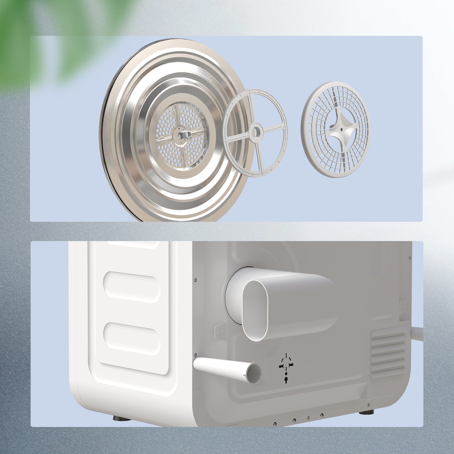 4kg Vented Tumble Dryer, 800W Compact Freestanding with 5 Drying Mode, Smart Sensor, Timer and Stainless Steel Tub, Wall-Mounted Portable Small Clothes Drying Machine, White