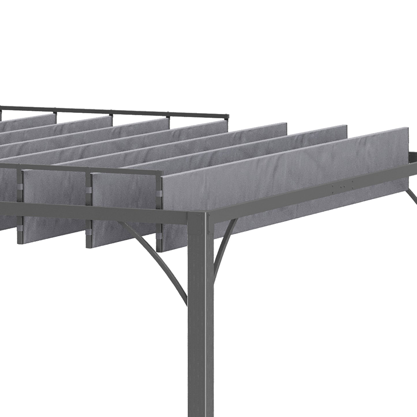 Outsunny 4 x 3(m) Outdoor Pergola with Retractable Roof, Aluminium Louvered Patio Gazebo Canopy, Grey
