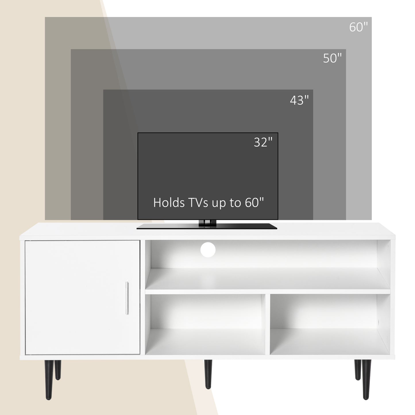 TV Stand Cabinet for TVs up to 60 Inches - White