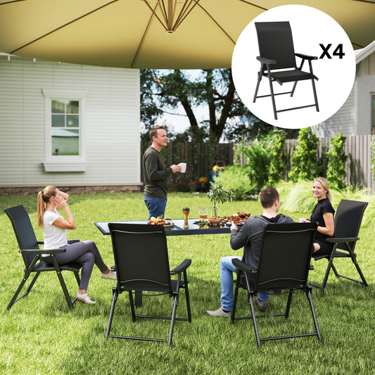 Outsunny Set of Four Folding Outdoor Garden Chairs - Black