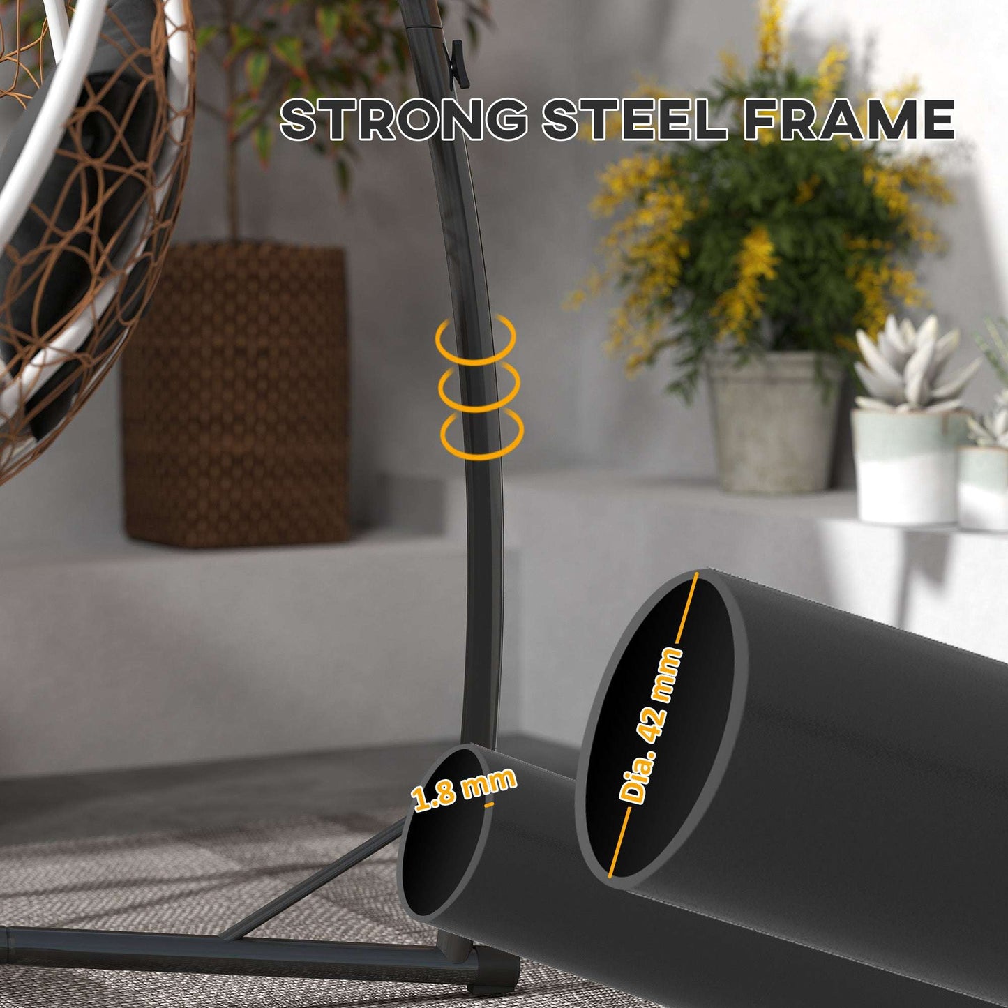 Hammock Chair Stand Only, Hanging Chair Stand with X-Shape Base, Heavy Duty Steel Single Hammock Egg Swing Frame for Indoor Outdoor
