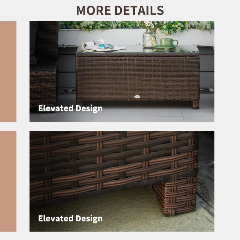 Outdoor Garden Rattan Coffee Conservatory Table With Glass Top Available In Different Colours
