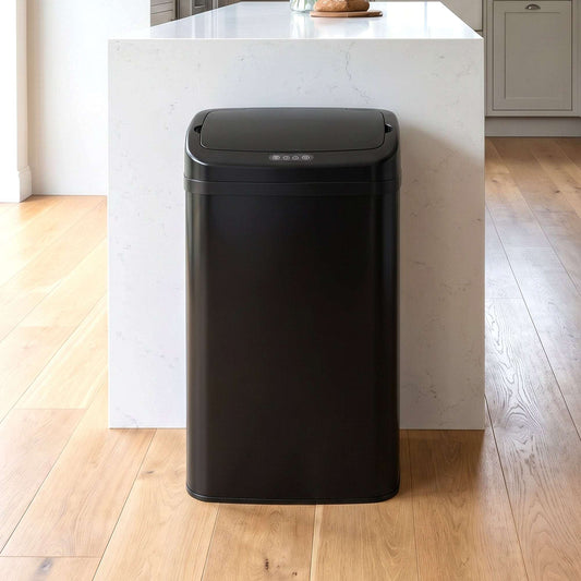 48L Infrared Sensor Bin | Opens in 0.5s | Quiet Close in 5s | Fingerprint-Resistant Galvanised Steel | No Inner Bucket | 4xAA Batteries | No Assembly | 33x25x69cm | Black