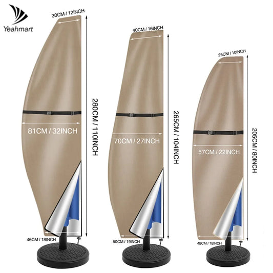 Banana Umbrella Cover fits 7 Ft to 13 Ft Outdoor Umbrellas, Waterproof Cantilever Offset Umbrella Sun Shade Cover With Rod For Garden Patio