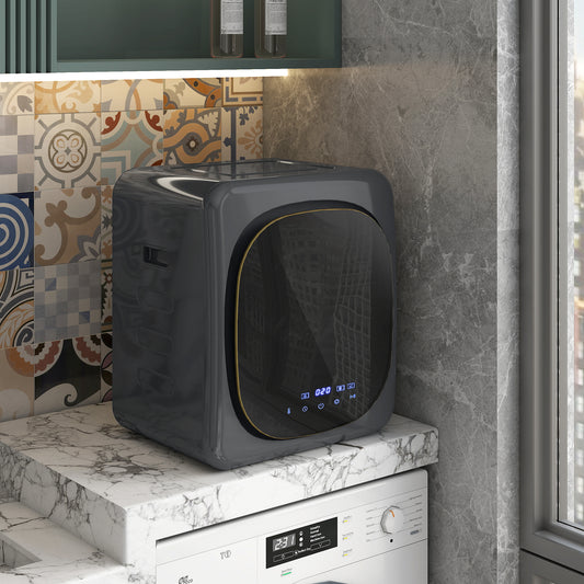 4kg Vented Tumble Dryer with Deodorise, Smart Mode, 800W Compact Tumble Dryer with Stainless Steel Tub, Front Load, for Flat, Home, RVs, Grey