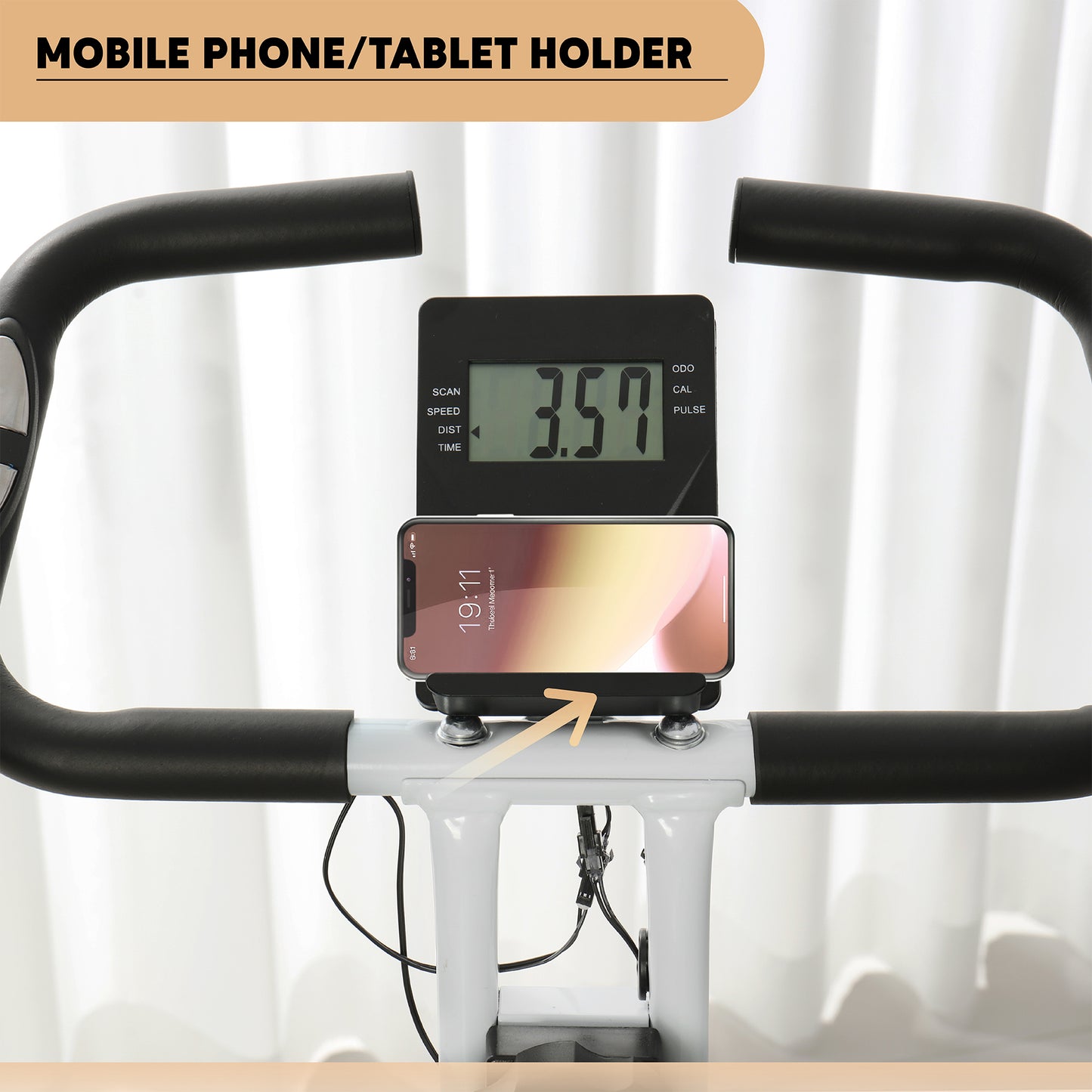 SPORTNOW Folding & Quiet Exercise Bike with 8-Level Magnetic Resistance and Heart-Rate Sensor for Home Gym, Black and White