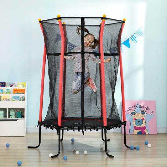 Kids Trampoline Mini Bouncer with Enclosure Safety Net For Ages 3-10 Years - Red
