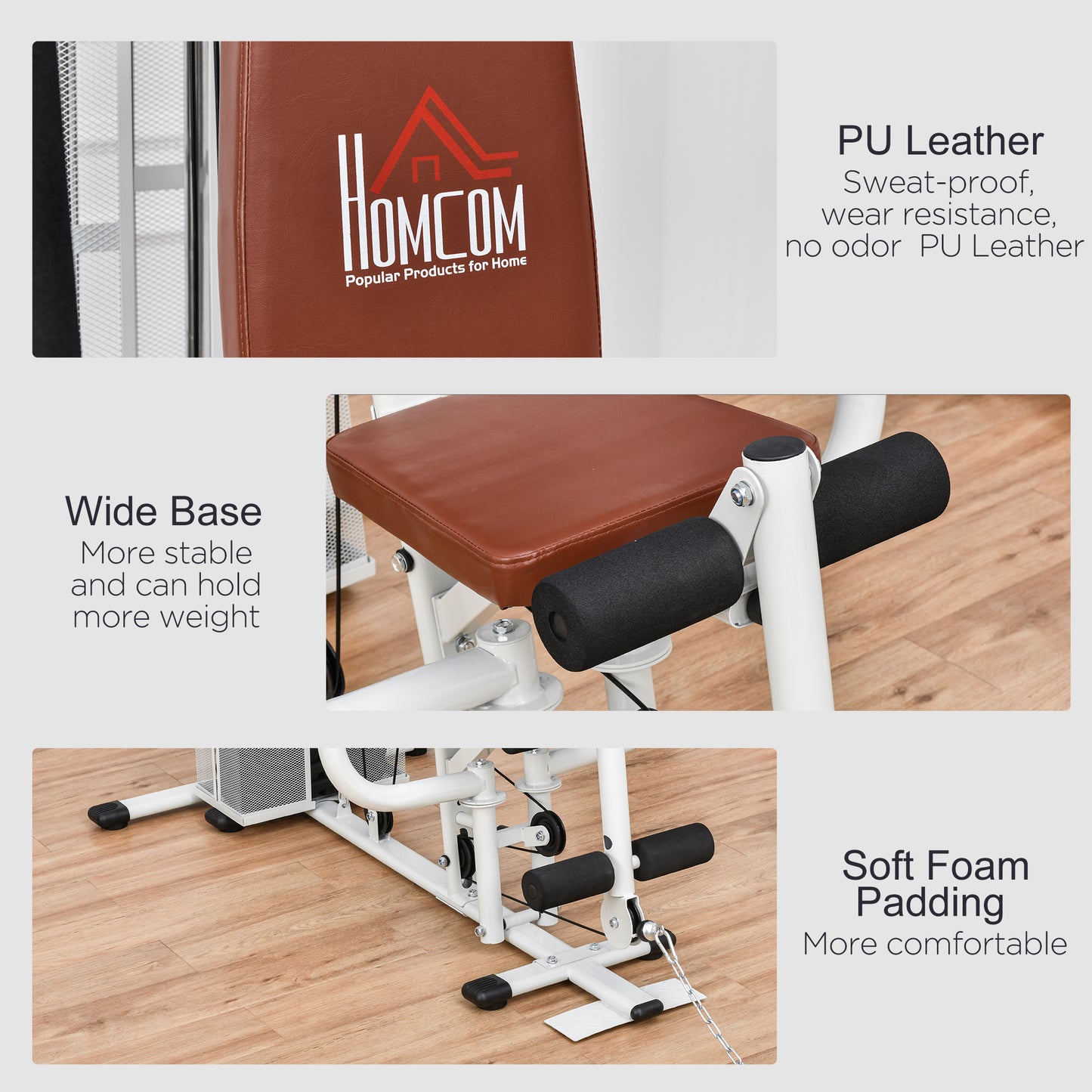 Multifunction Home Gym Weight Training Workout Station Fitness Strength Machine, White