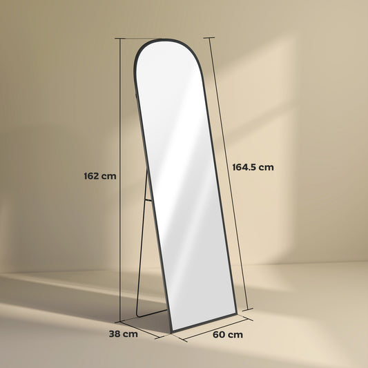165cm Aluminium Frame Standing Mirror - Black