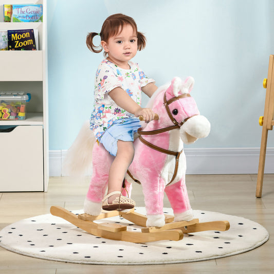 Wooden Rocking Horse with Music, Sound, Saddle for 3-6 Years