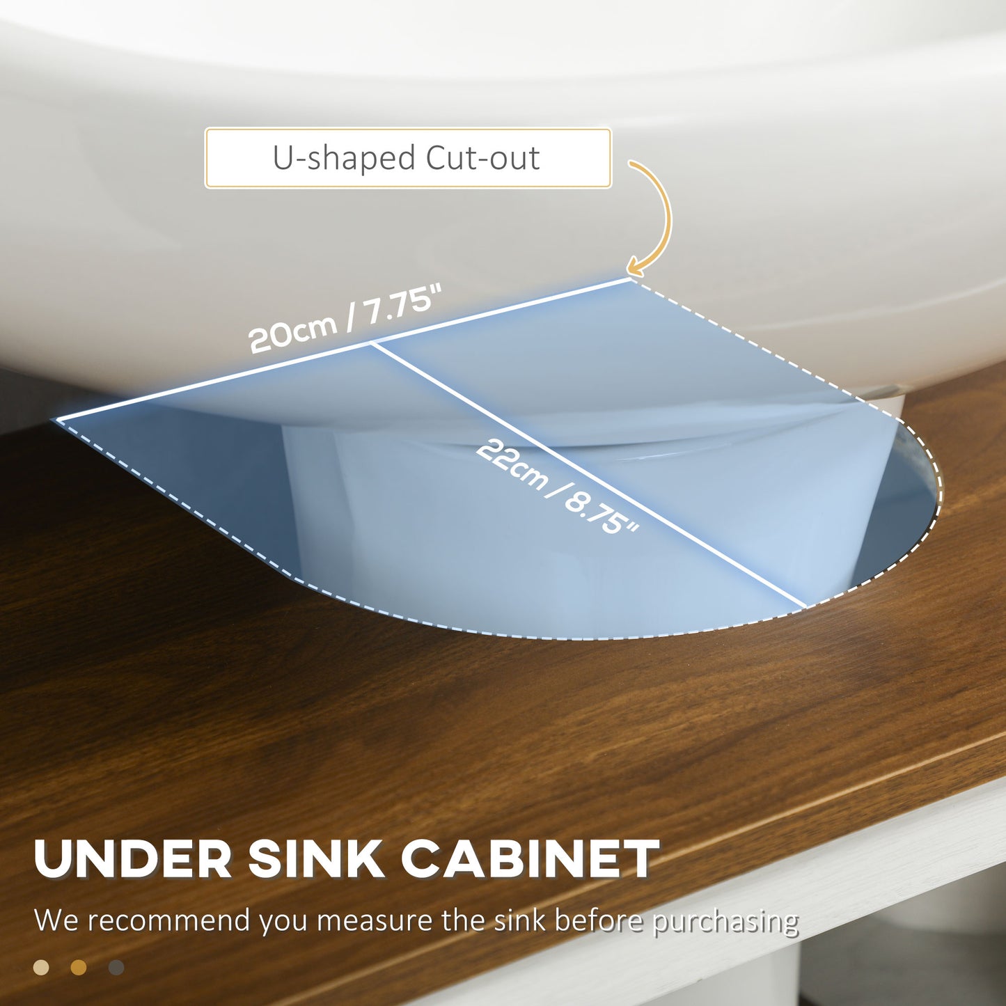 2 Piece Bathroom Furniture Set, Tall Bathroom Cabinet W/ Adjustable Shelves, Under Sink Cabinet W/ Cupboard and Open Shelf, Ash Effect