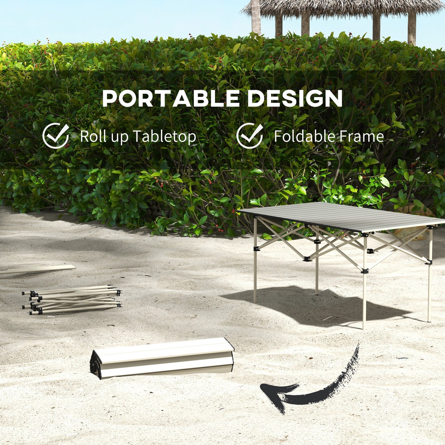 Outsunny Portable Aluminium Picnic Camping Table, Lightweight Folding, Carry Bag For Outdoor Camping, Picnic, Hiking, Cooking, BBQ, Fishing, Khaki
