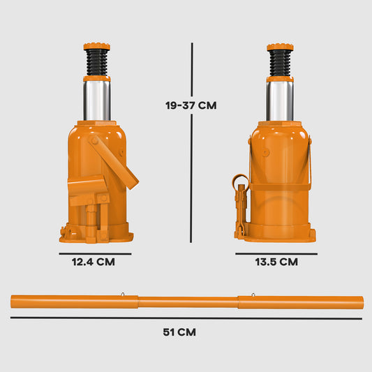12 Tonne Hydraulic Bottle Jack with 19-37 cm Lifting Range, Heavy Duty Portable Compact Car Jack Lift with Saddle, Pickup, Truck, Auto Repair Maintenance
