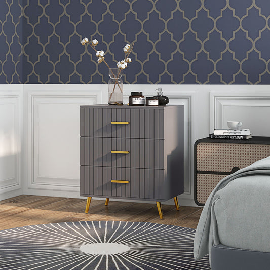 Bedroom Chest of Drawers, Modern 3-Drawer Dresser, Storage Drawer Unit with Aluminium Legs, Dark Grey