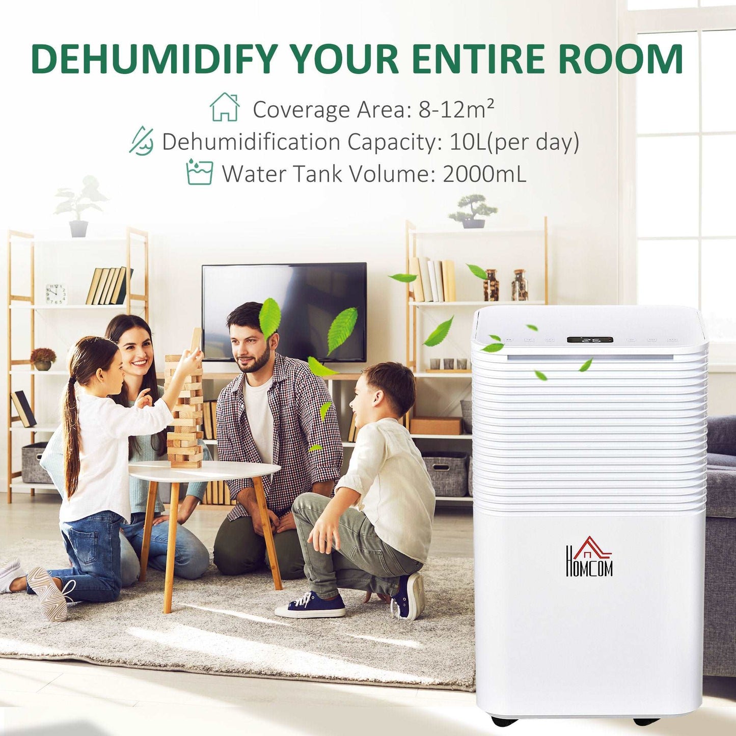 10L/Day 2000ML Portable Quiet Dehumidifier for Home Laundry Room Bedroom Basement, Electric Moisture Air De-Humidifier with 3 Modes