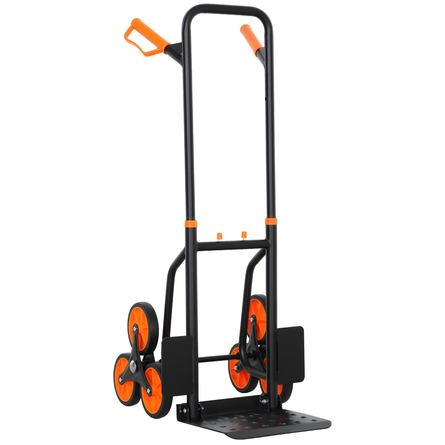 DURHAND Steel Climbing Stairs Trolley Hand Trucks 6-Wheels Foldable Load Cart 120kg, Green / Orange