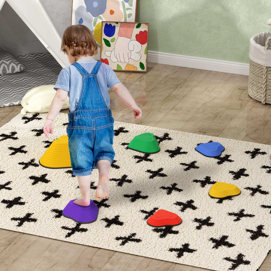 AIYAPLAY 6 Piece Heart-Shaped Kids Stepping Stones Balance & Motor Skills, Multicoloured