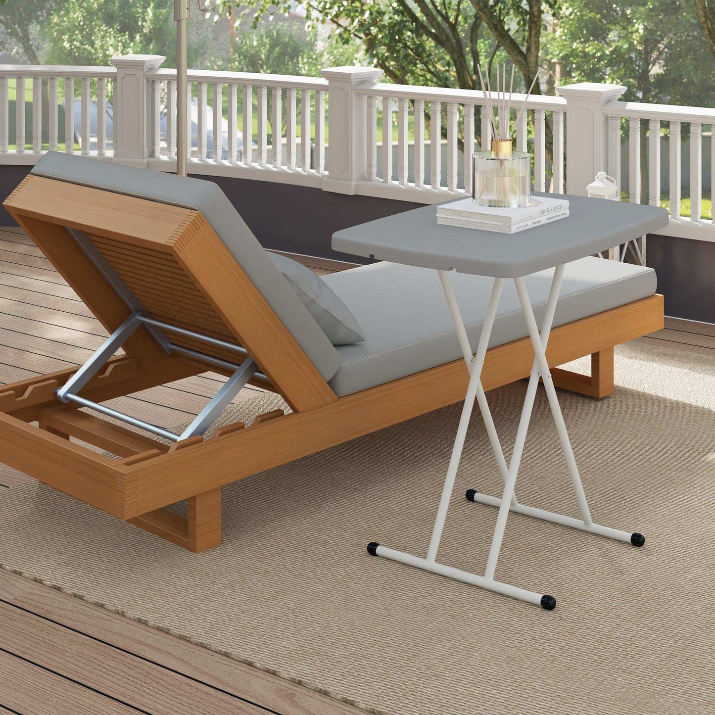 Outsunny Portable Folding Coffee Table, Height Adjustable Garden Table Bistro Table with HDPE Top and Metal Frame for Balcony Poolside Deck