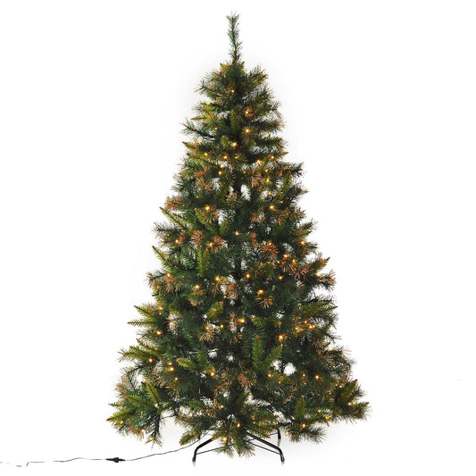 1.5m Pre Lit Christmas Artificial Tree, Metal Stand-Green