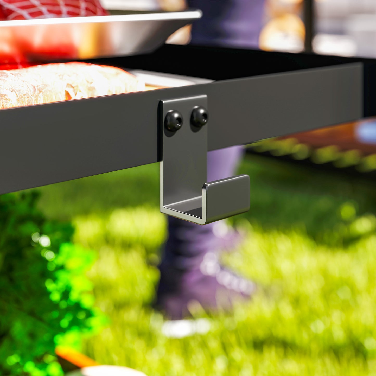 Outdoor Grill Dining Cart 3-Shelf Movable Pizza Oven Table Stand with Stainless Steel Top, Portable BBQ Trolley Food Prep Outdoor Kitchen BBQ Station