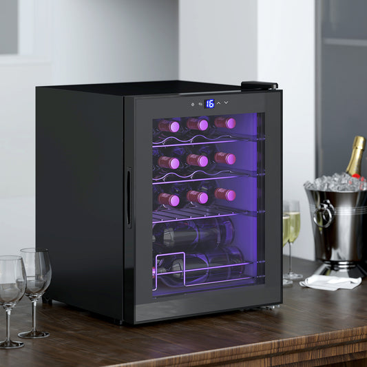 42L 16-Bottle Wine Cooler Fridge - Black