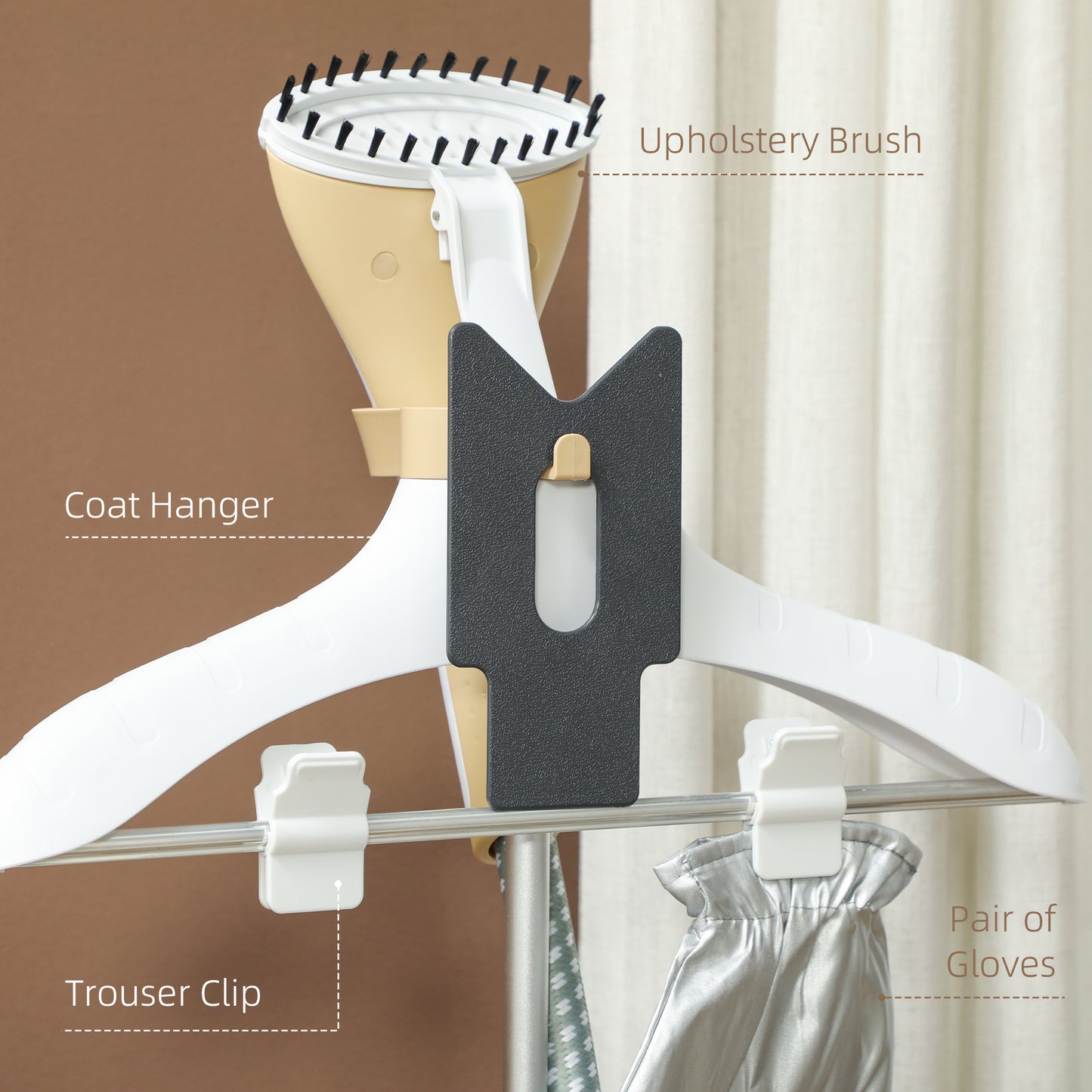 1800W Standing Clothes Steamer, with Accessories - Grey