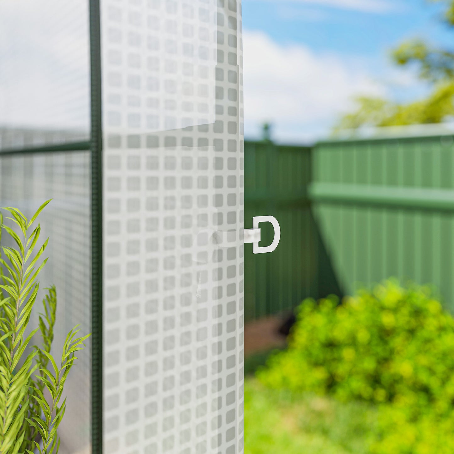 Walk-in Greenhouse with Shelves, Small Greenhouse with PE Cover and Roll-up Door, 123 x 187 x 189 cm, White