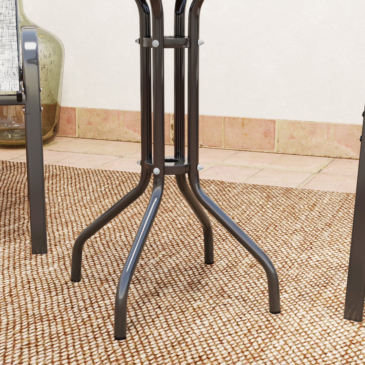 Outsunny Three-Piece Outdoor Garden Furniture Dining Set - Grey