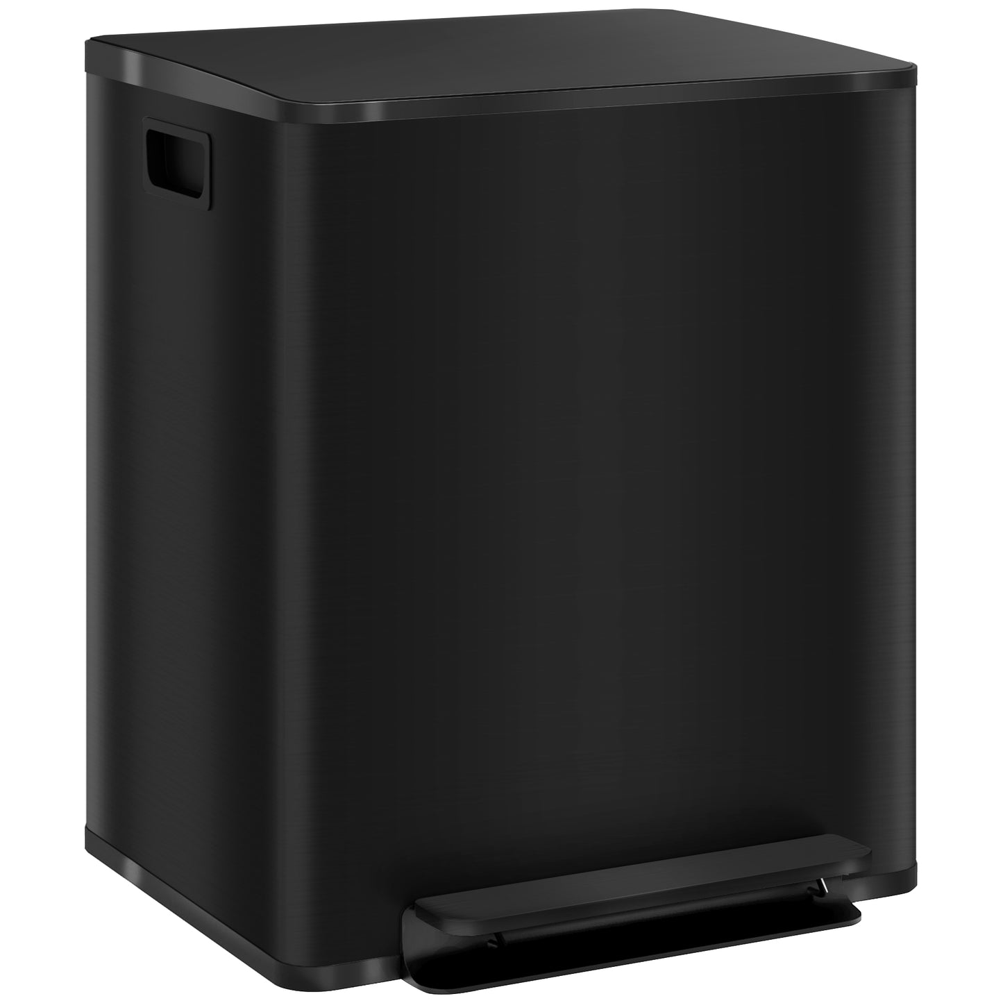 50L Dual Compartment Stainless Steel Bin, with Deodoriser Holders - Black