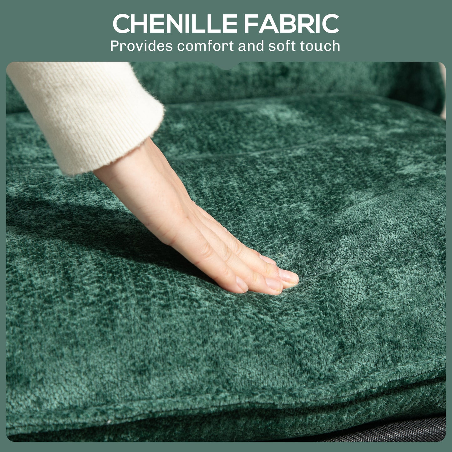 Minimal Padded Accent Chair, with Pockets - Green