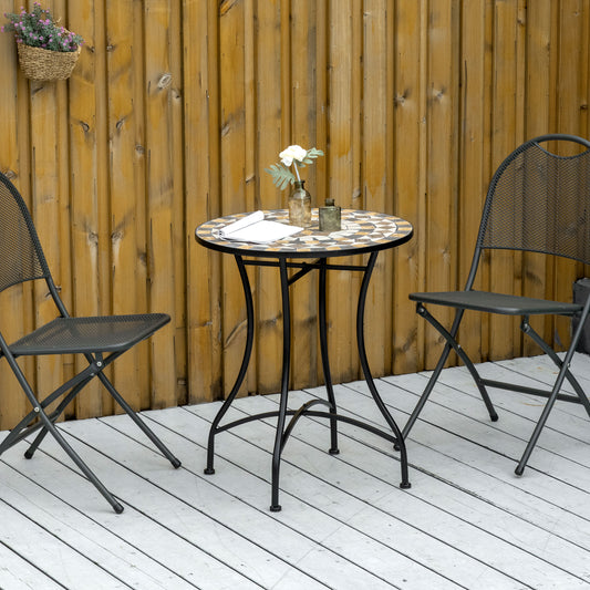 Outsunny Φ60cm Mosaic Outdoor Patio Table - Grey