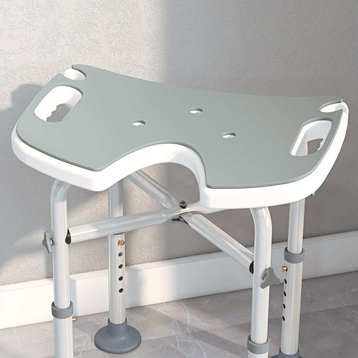 39-51.5cm 'U' Seat Padded Shower Stool - Grey