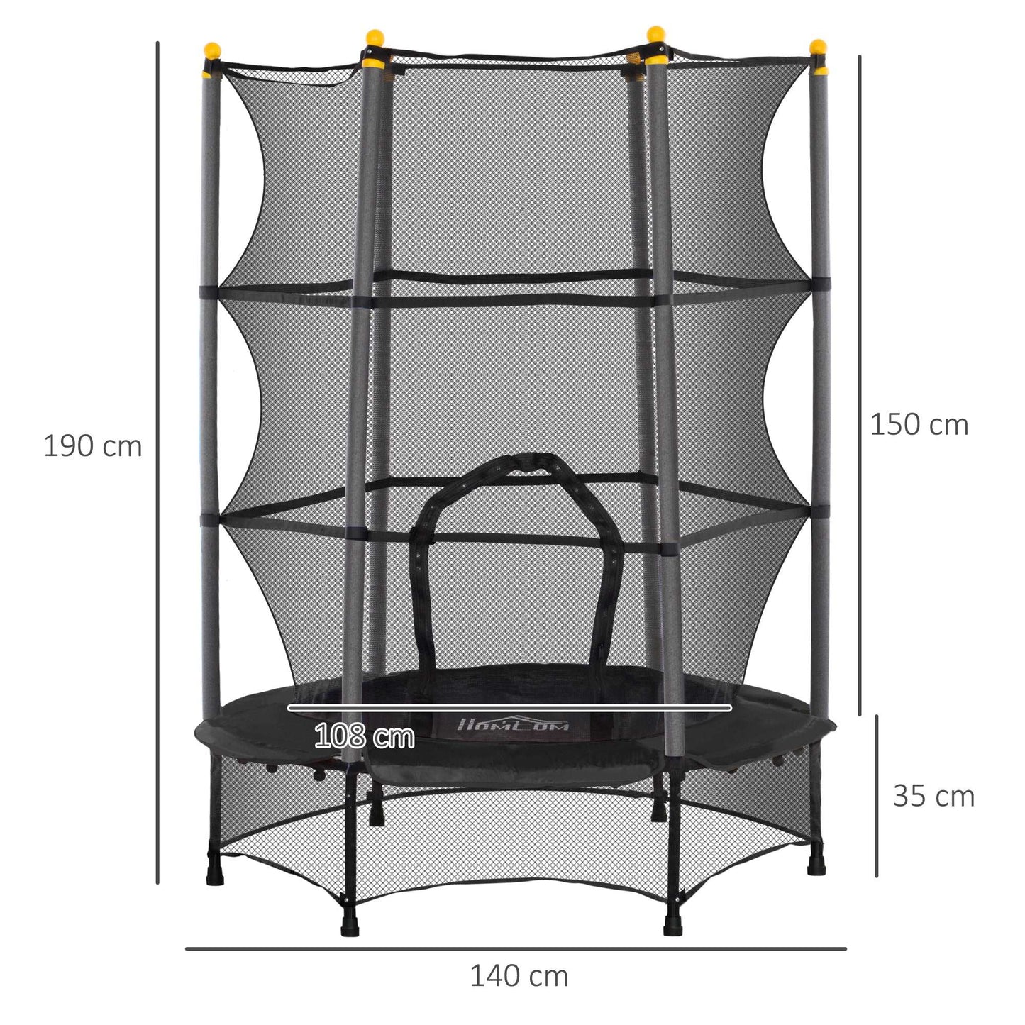 4.6FT/75" Kids Trampoline, Indoor Outdoor Toddler Trampoline, with Safety Enclosure, Springless design - Different Colours