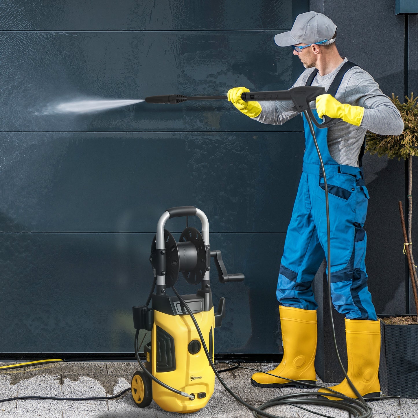 Outsunny 1800W High Pressure Washer, 150 Bar Pressure, 420 L/h Flow, Portable Power Washer Jet Wash Cleaner with Adjustable Nozzle, 6M Hose