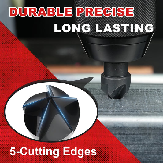 EZARC 5 Piece Countersink Drill Bit Set for Metal, 1/4 Inch Hex Shank Countersunk Bits 82 Degree 5 Flute, 1/4” 3/8” 1/2” 5/8” 3/4”