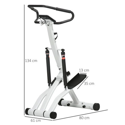 Foldable Stepper Machine with 12-Level Hydraulic Resistance, Step Machine Exerciser with LCD Monitor, for Home Fitness Workout, White and Black