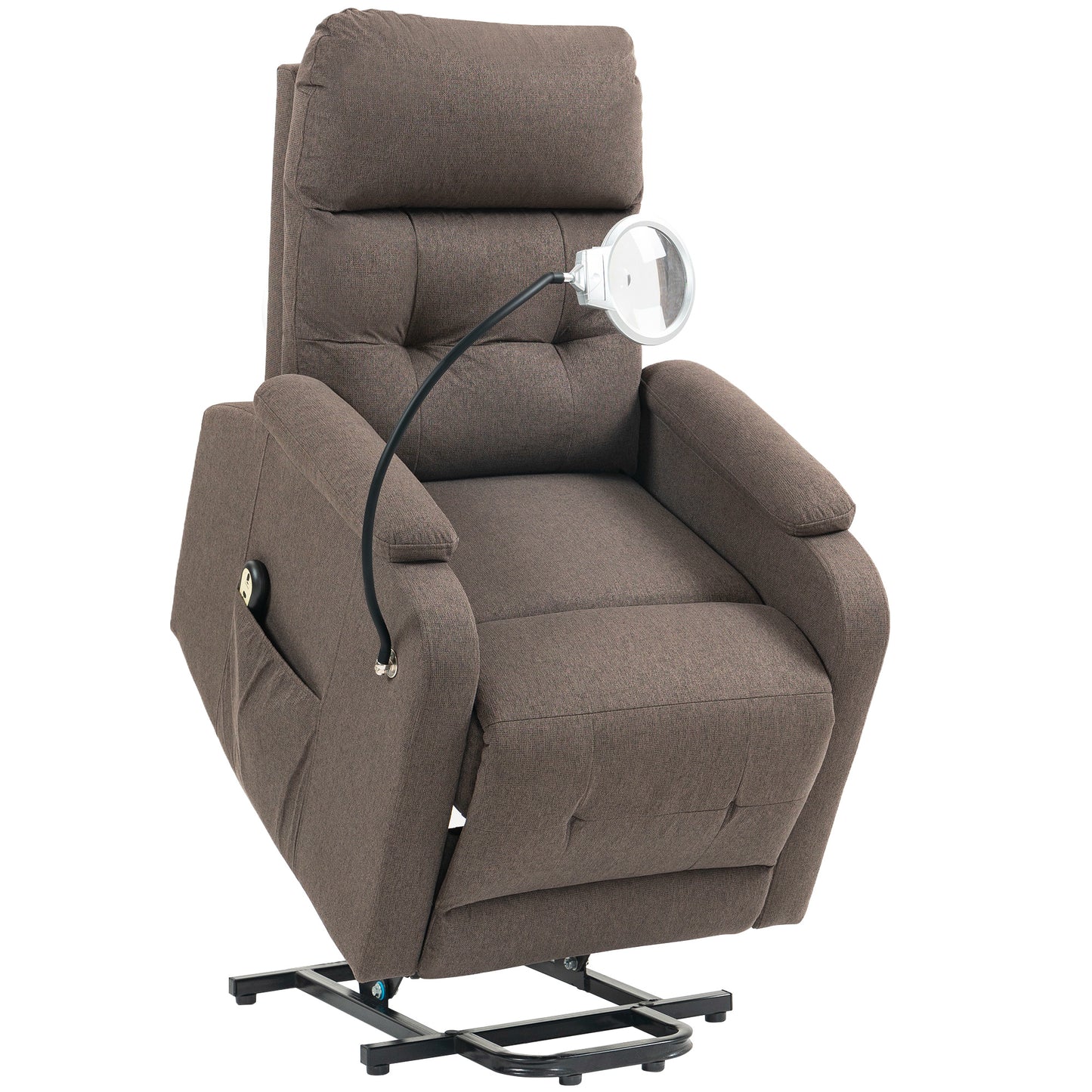 Electric Rise Recline Armchair, with Reading Light - Grey / Brown